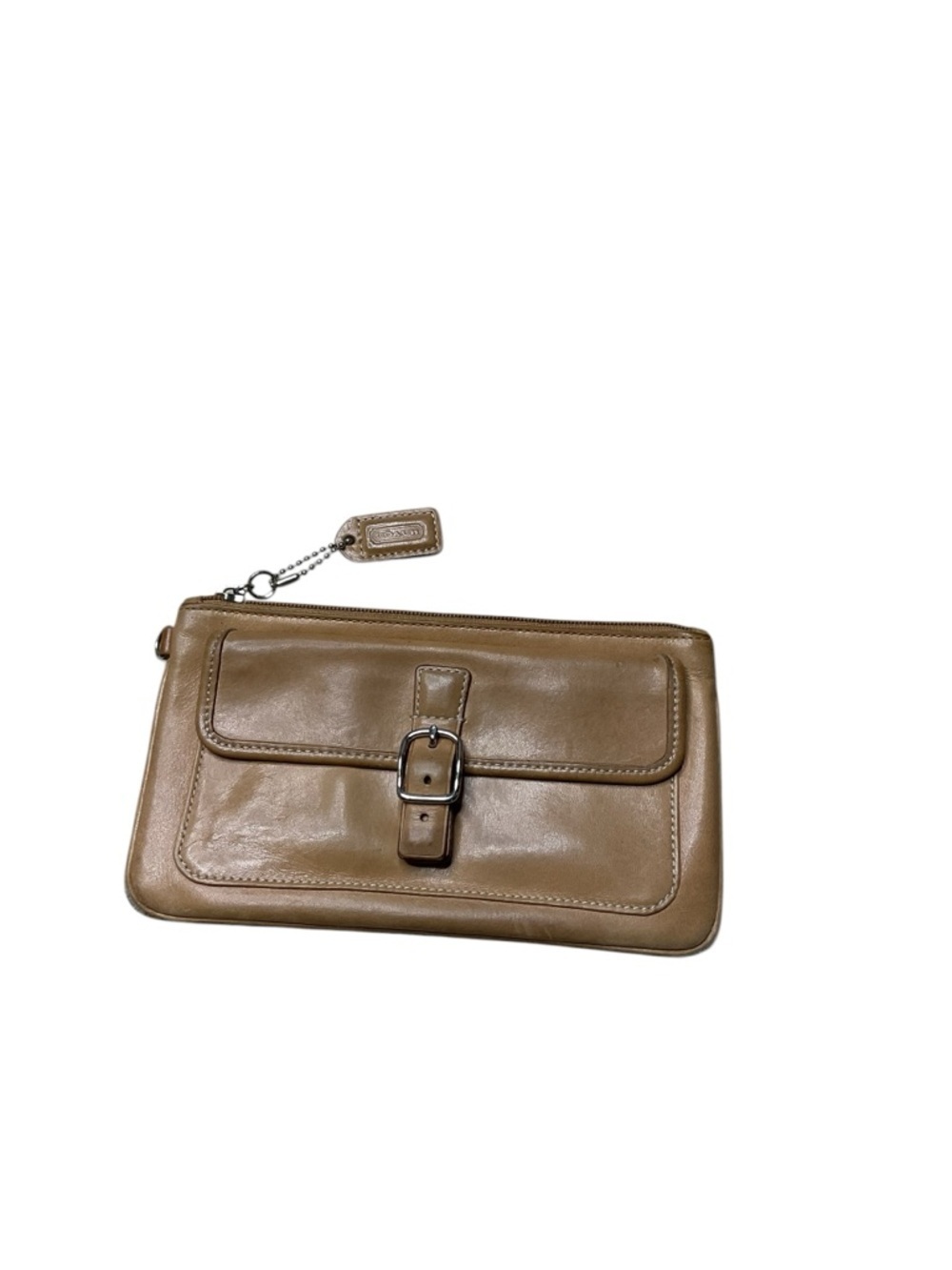 Coach Brown Leather Wristlet Clutch Wallet Small Zip Pouch